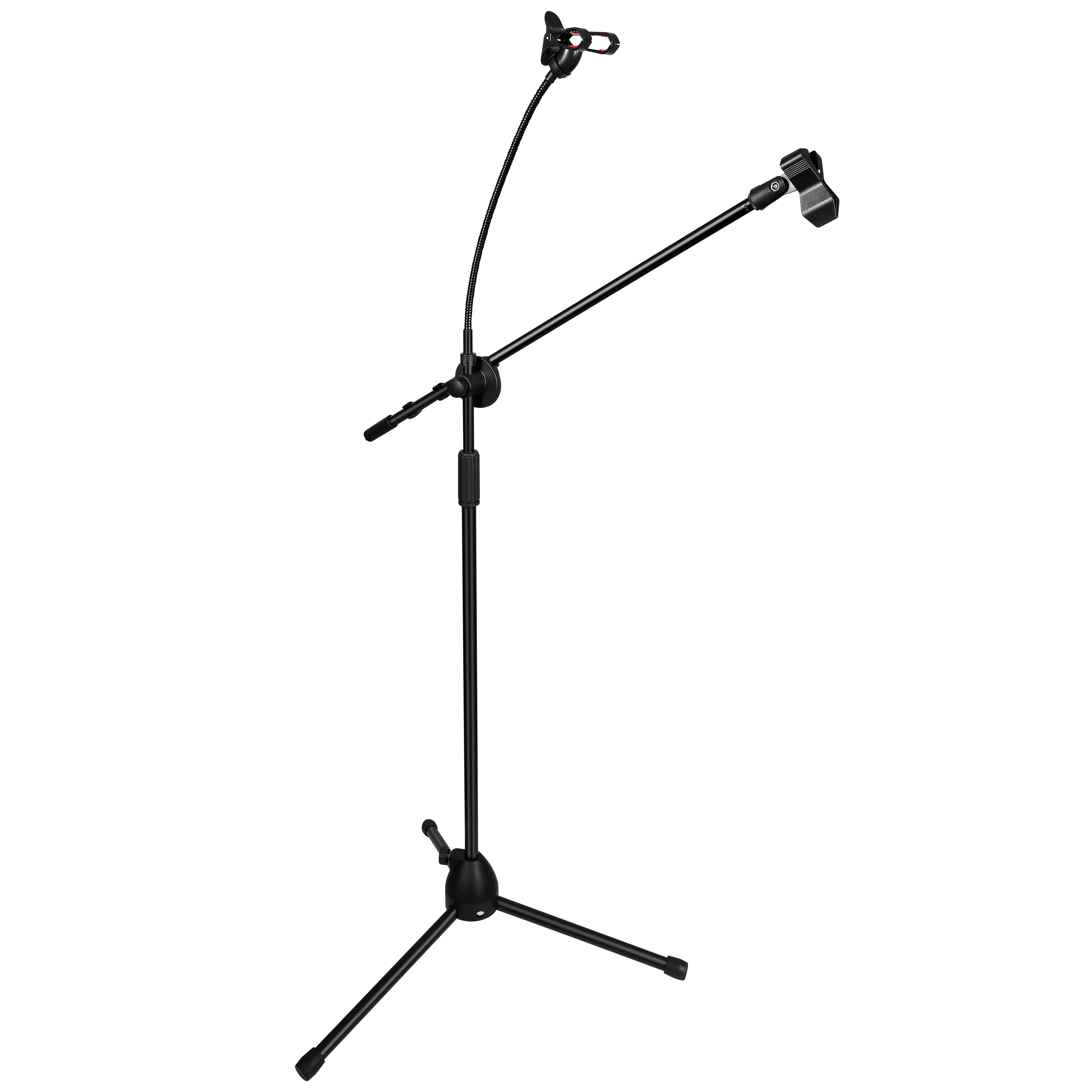 RiseBass Adjustable Mic Stand with Boom Arm & Phone Holder- Perfect for Singing, Recording, and Live Performances - Versatile Stand with Built-In Tablet/Phone Mount for Easy Lyrics Access