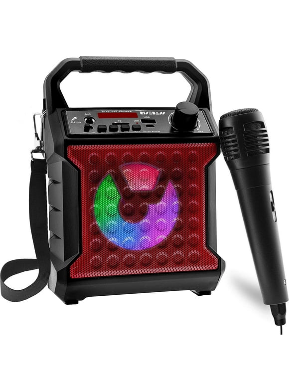 Risebass Karaoke Machine Portable for Kids & Adults Singing Machine Speaker with Microphone, Red