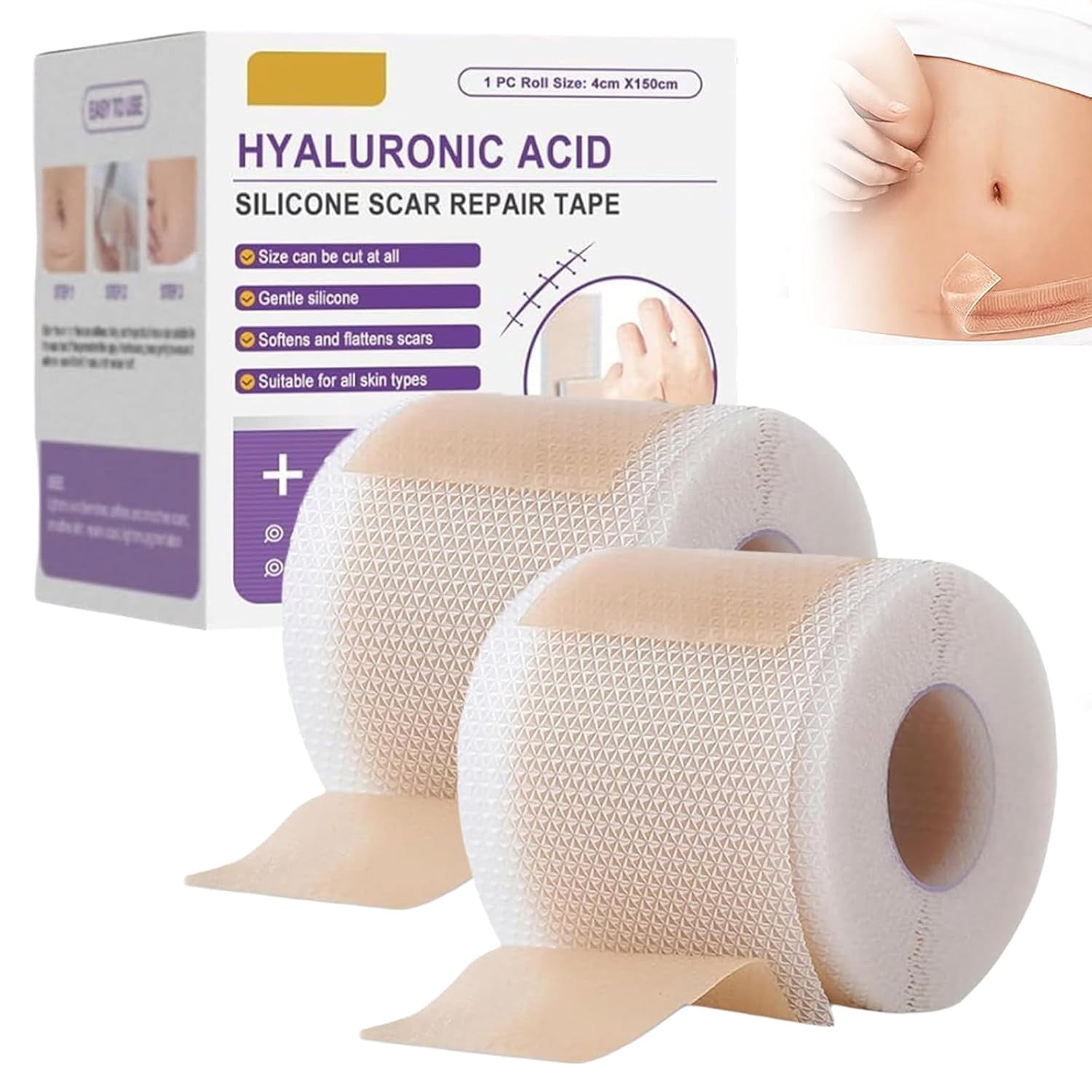 Risedora Hyaluronic Acid Nano Repair Tape, Silicone Scar Sheets and Face Tape for Wrinkles, Gentle Hydrating Scar Removal Tape for All Skin Types