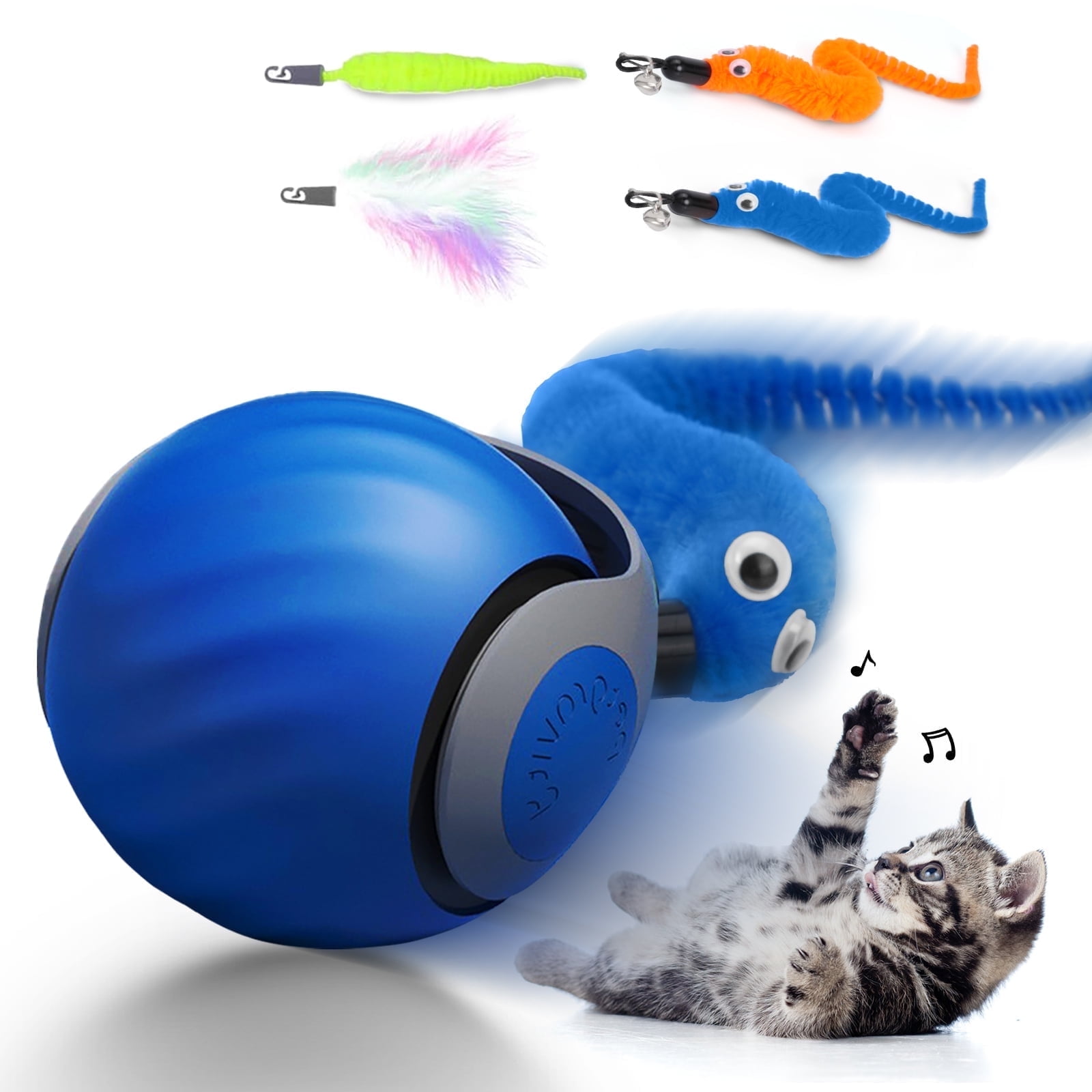 Walmart Black Friday Deals 2025 - Risehigh Cat Toys for Indoor Cat Toy Smart Interactive Cat Toy Ball Rechargeable Two Speed Adjustment for Bored Indoor Adult Cats, Blue