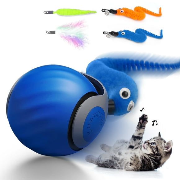 Inadays Cat Toys for Indoor Cat Toy Smart Interactive Cat Toy Ball Rechargeable Two Speed Adjustment for Bored Indoor Adult Cats, Blue