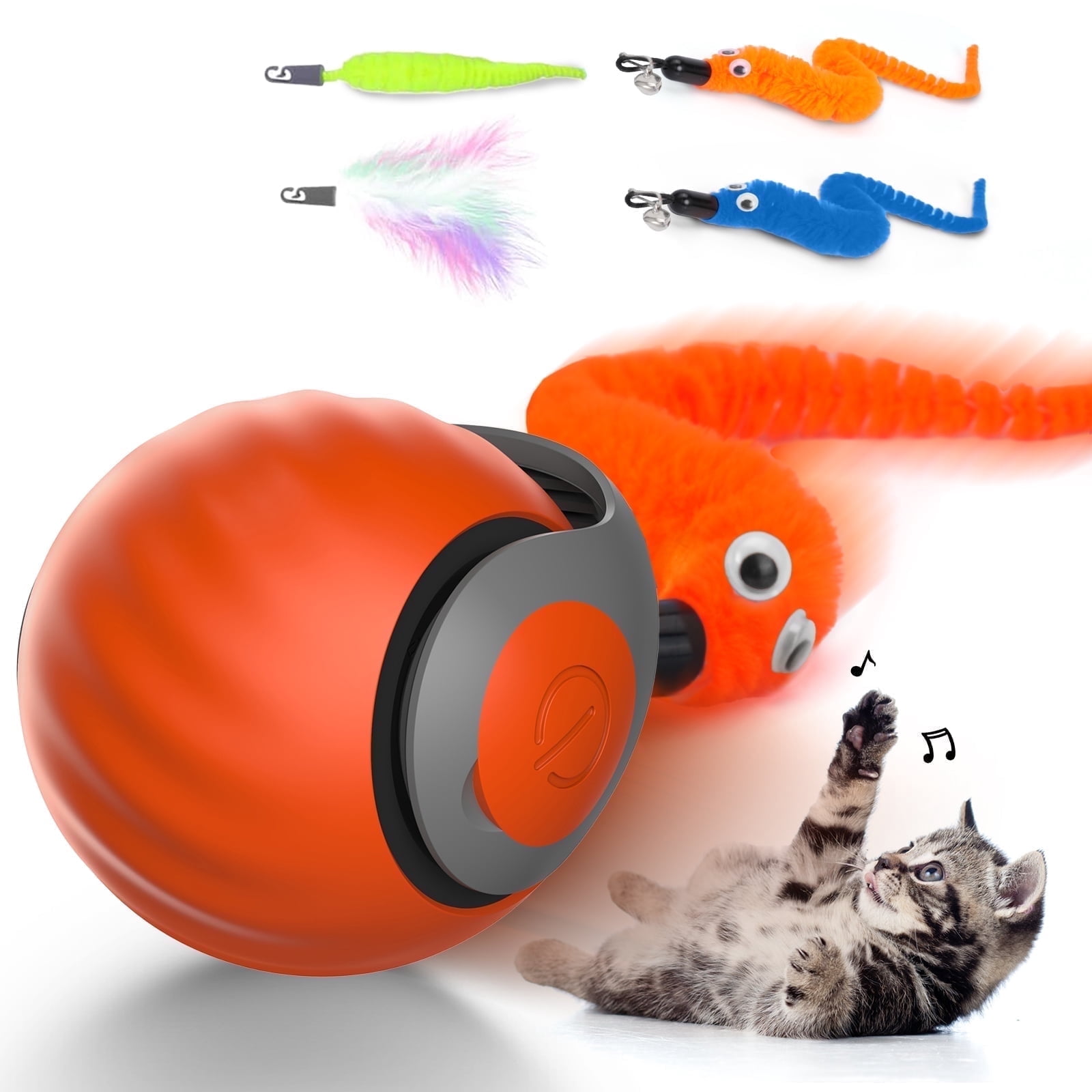 Risehigh Cat Toys for Indoor Cat Toy Smart Interactive Cat Toy Ball Rechargeable Two Speed ...