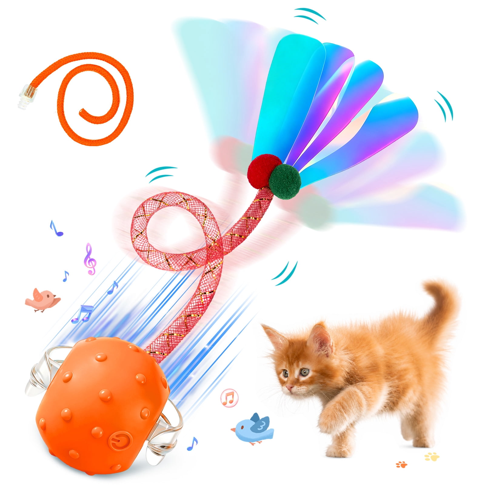 Risehigh Cat Toys for Indoor Cat Toy Smart Interactive Cat Toy Ball Rechargeable