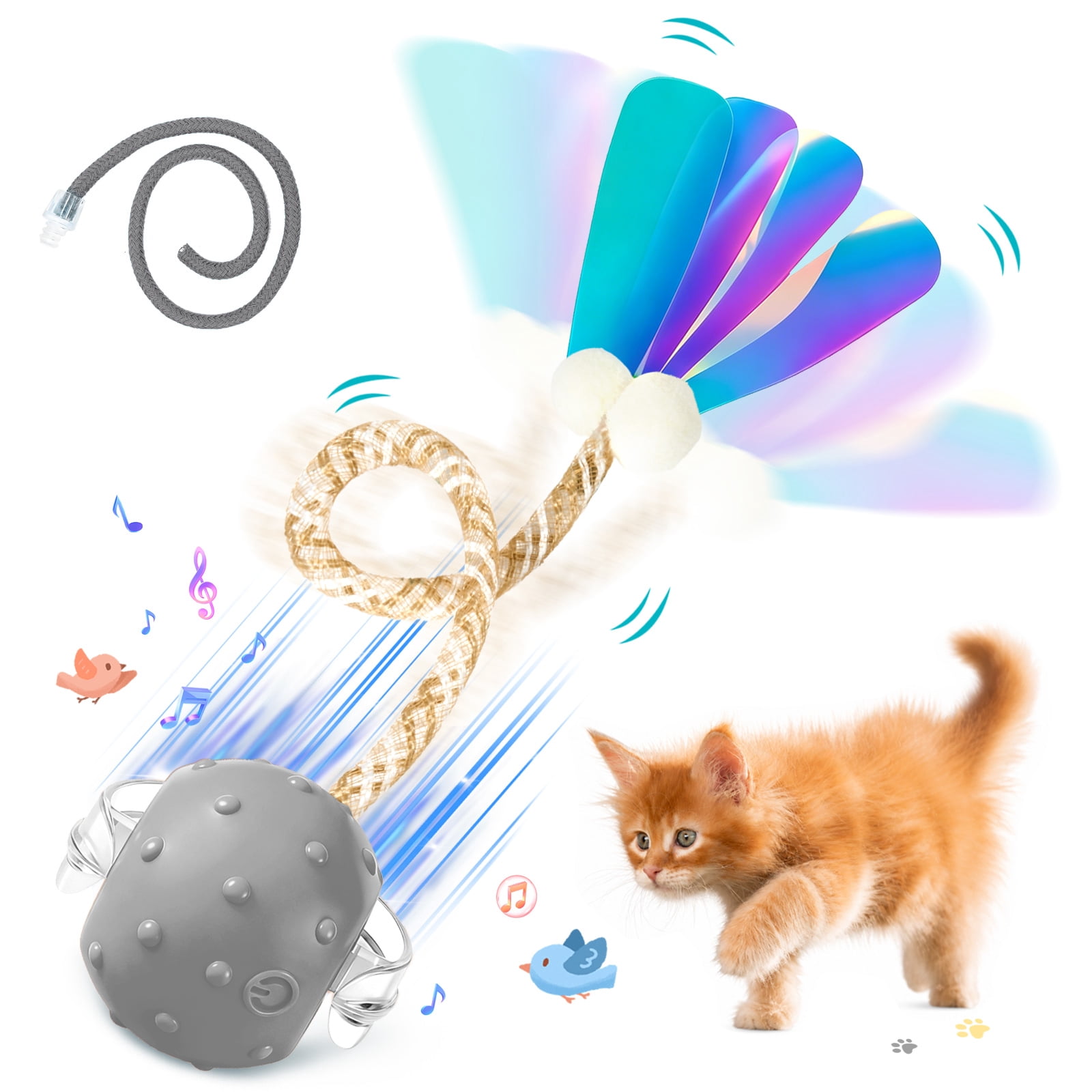 Risehigh Cat Toys for Indoor Cat Toy Smart Interactive Cat Toy Ball Rechargeable