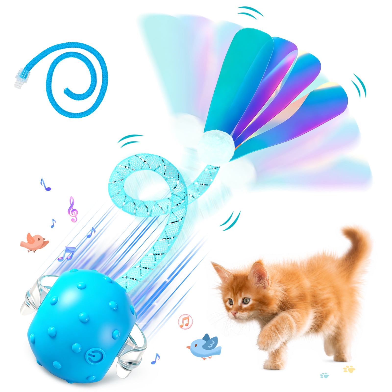 Risehigh Cat Toys for Indoor Cat Toy Smart Interactive Cat Toy Ball Rechargeable