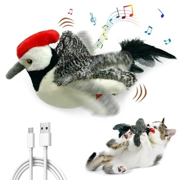 Risehigh Cat Toys for Indoor Cats Interactive Flapping Chirping Bird Kitten Toy Touch Activated Rechargeable Automatic with Catnip