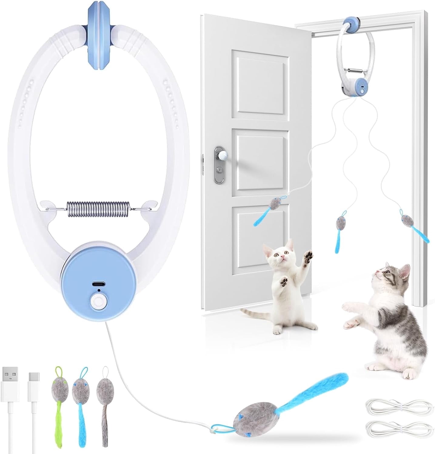 Risehigh Cats Toy Interactive for Indoor Cats Automatic Electric Flying Bird Feather Mouse Toy - Best Kitten & Adult Cat Enrichment Mouse cat Toy Hanging Electric Kitty Toys for Bored Cats