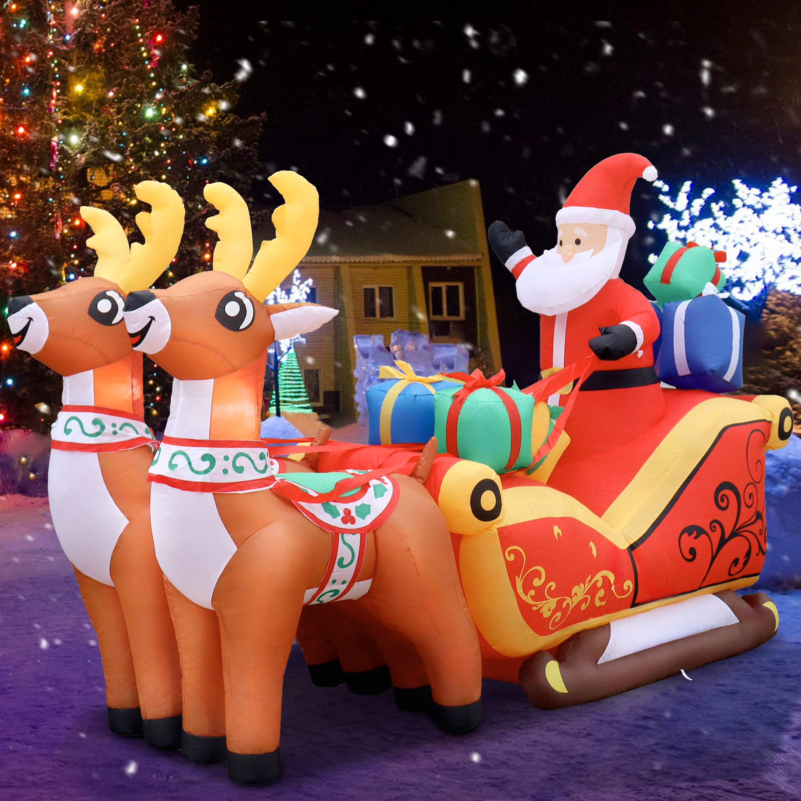 Risehigh Christmas Inflatables Decoration 6.8 FT Long Santa Claus 2 ...