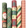 thumbnail image 1 of Inadays Kraft Christmas Wrapping Paper,17 Inch x 9.8 Feet Per Roll -Total of 5 Rolls, Holiday Gift Wrapping Paper, Santa Claus, Snowflake, Reindeer and Christmas Tree Design for Xmas Holiday, Party, 1 of 9