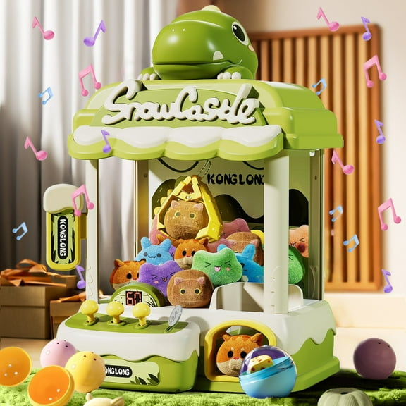 Risehigh Claw Machines for Kids Dinosaur Toys for Boys Age 6+, Arcade Toy Games with Light Music, Candy Dispenser Machine Mini Vending Machine with 30 Accessories Christmas Birthday Gifts Age 6-12