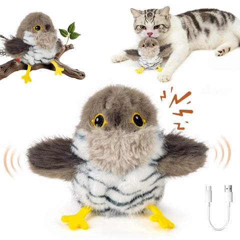 Risehigh Cat Toys for Indoor Cats Rechargeable Automatic Flying Bird Cat Toy Interactive Auto Beating Wings Kitten Toys