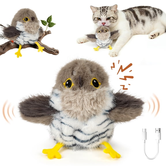 Risehigh Cat Toys for Indoor Cats Rechargeable Automatic Flying Bird Cat Toy Interactive Auto Beating Wings Kitten Toys