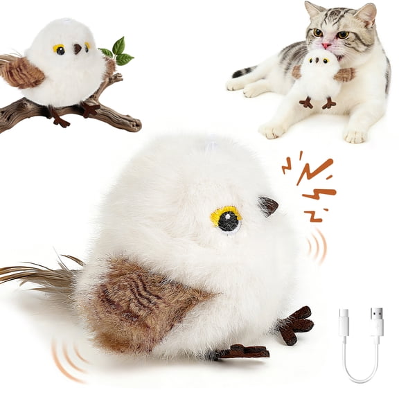 Risehigh Cat Toys for Indoor Cats Rechargeable Automatic Flying Bird Cat Toy Interactive Auto Beating Wings Kitten Toys