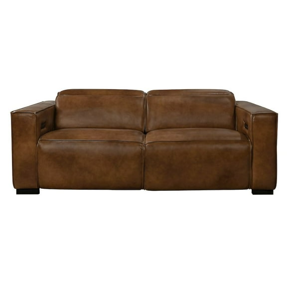 Riseholme Reclining Sofa with Barista Brown Legs in Contemporary Tan Leather