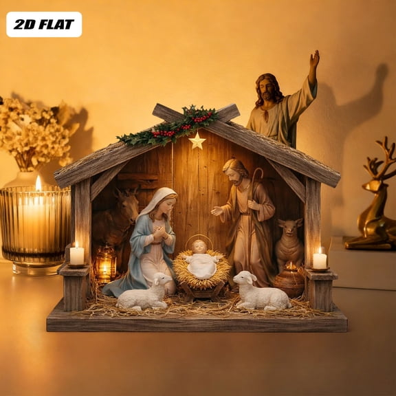 He Is Risen Easter Night Scene Wooden Tomb Decor With Cave, Easter Resurrection Scene Set, Christian Resurrection Display For Home, Religious Spring Table Decoration 13Cm/4.9In Home Decor