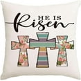 thumbnail image 1 of He is Risen Easter Pillow Covers 18X18 inch Religious Faith Cross Porch Outdoor Pillowcase,Christian Farmhouse Cushion Case Spring Decor Throw Pillow Covers for Home Sofa Couch（3-18a）, 1 of 6