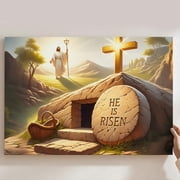 He Is Risen Framed Canvas Prints Wall Art, Jesus Resurrection Christian Wall Decor, Religious Easter Wall Art For Church Living Room Bedroom, Faith Inspired Home Decor 8*12inch20*30cm