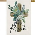 thumbnail image 1 of He Is Risen House Flag 28 x 40 Inch Happy Easter Cross Religious Decorative Double Sided Burlap Flag for Spring Easter Farmhouse Yard Holiday Decoration, 1 of 5