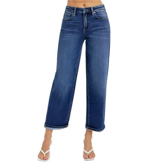 Risen Jeans - High Rise Cropped Boyfriend Jeans with Versatile Cuffed Hem (26.5" Inseam) - RDP5976