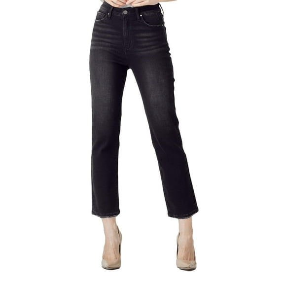 Risen Jeans - High-Rise Cropped Straight Leg Jeans with Distressed Raw Hem (27" Inseam) - RDP5250