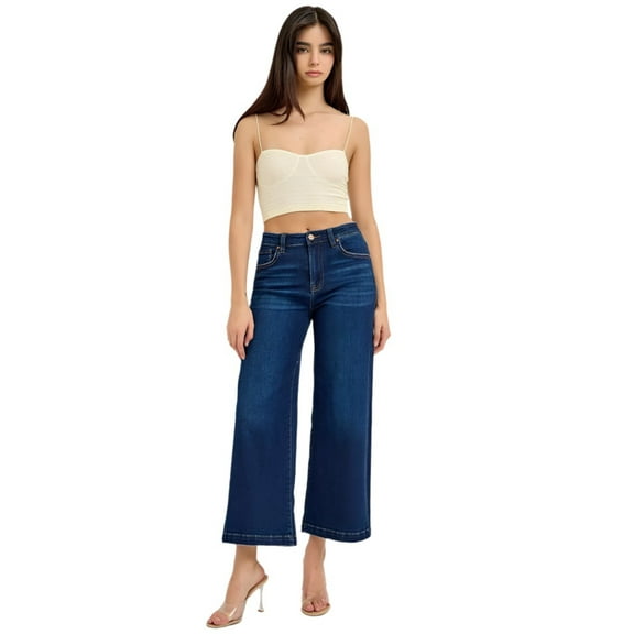 Risen Jeans - High Rise Cropped Wide Leg Jeans in Vintage Dark Indigo (27" Inseam) - RDP5921