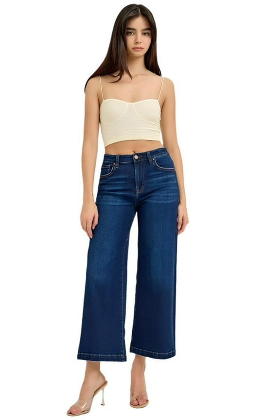 - High Rise Cropped Wide Leg Jeans in Vintage Dark Indigo (27" Inseam) - RDP5921