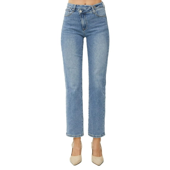 Risen Jeans - High Rise Crossover Straight Leg Jeans in Vintage Indigo (28" Inseam) - RDP5333