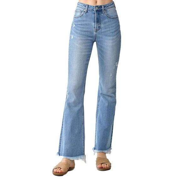 Risen Jeans - High Rise Vintage Frayed Hem Flare - RDP1277