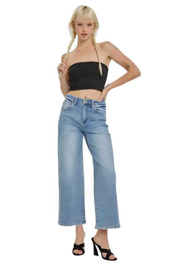 - High Rise Wide Leg Cropped Jeans in Vintage Indigo (27" Inseam) - RDP5531
