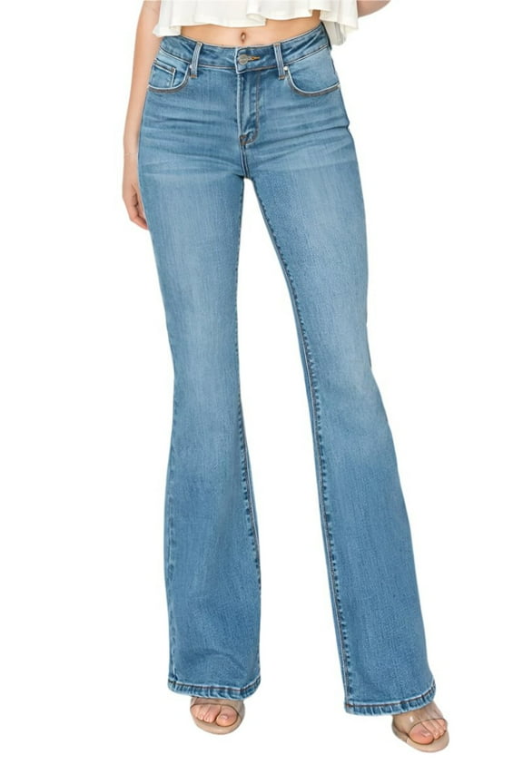 - Mid-Rise Basic Flare Jeans in Vintage Medium Indigo (33" Inseam) - RDP5404