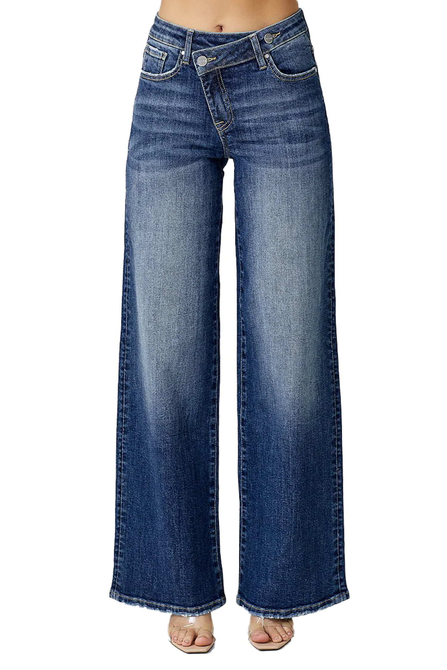Risen Jeans - Mid Rise Crossover Wide Leg Jeans - RDP5281 - Walmart.com
