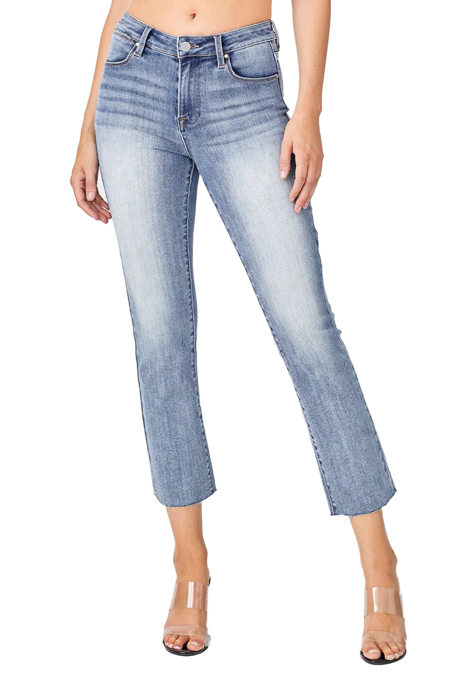 Mid Rise Raw Edge Straight Jean main image 0
