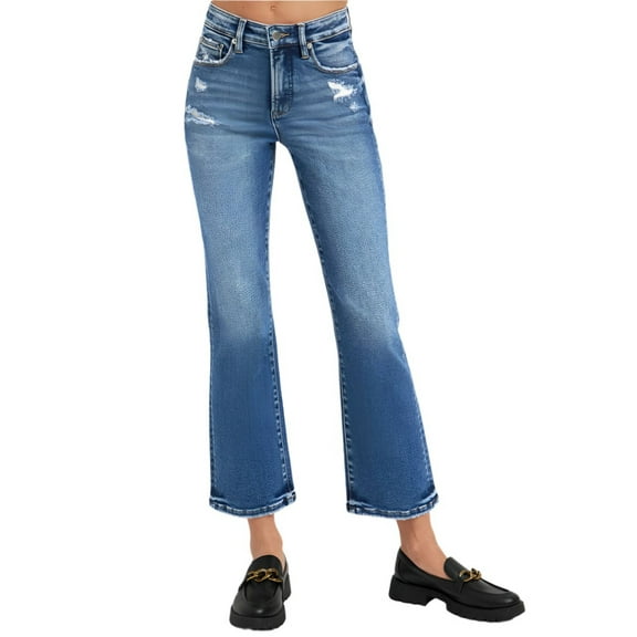 Risen Jeans - High-Rise Cropped Bootcut Jeans with Tummy Control Panel (27" Inseam) - RDP5937