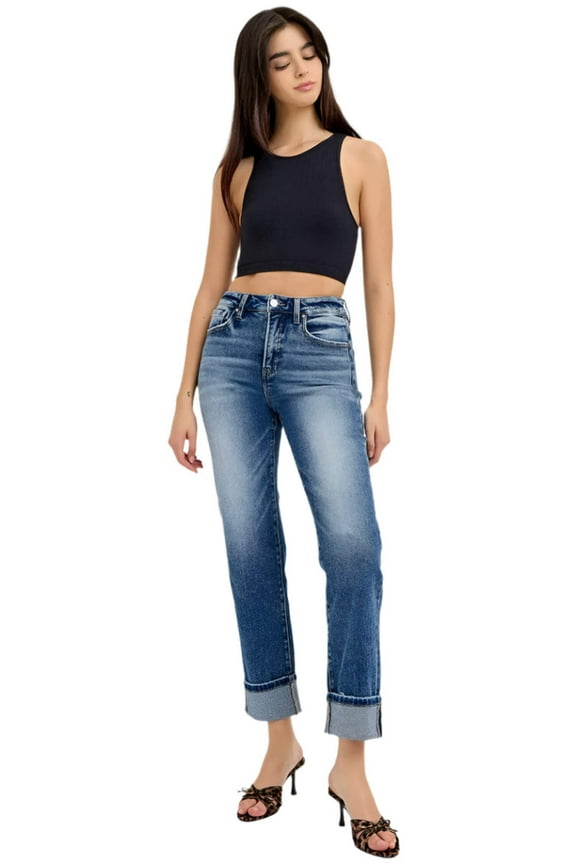 - Tummy Control High Rise Crop Straight Jeans - RDP5941