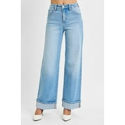Risen Jeans - Tummy Control High Rise Cuffed Wide Jeans 31" Cuffed Inseam - PW21046