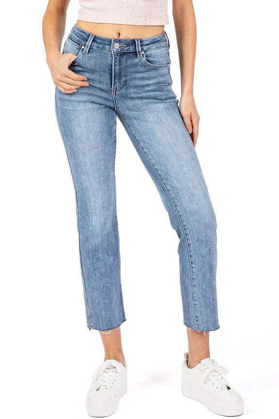 Womens Juniors High Rise Cropped Jeans (Medium Denim, 3)