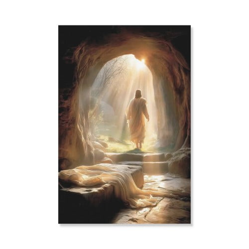 Risen Jesus Canvas Print, Empty Tomb, Christian Easter Artwork Canvas Decor for Wall Poster Bedroom Living Room 8x12 In Unframed