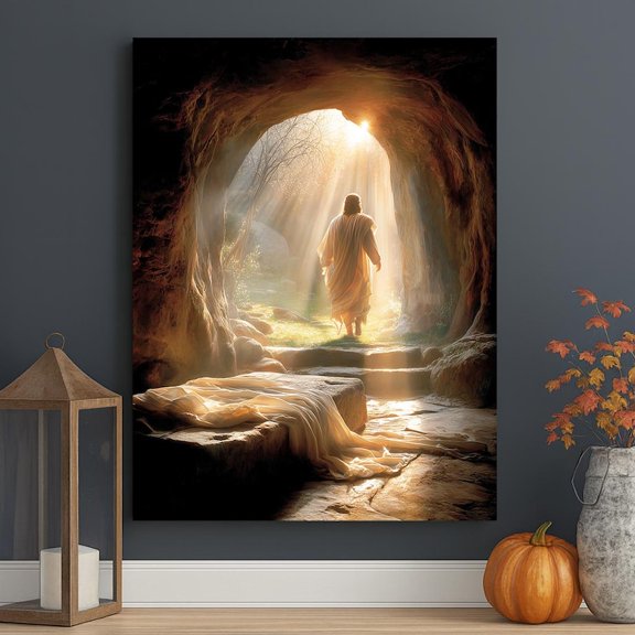 Risen Jesus Canvas Print, Empty Tomb, Christian Easter Artwork