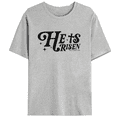 thumbnail image 1 of Risen Matthew 28:6 Christian Graphic Tees He is Risen Lettering Print T-shirts Biblical Verse Easter Apparel Resurrection Sunday Tops Gray,XL, 1 of 5