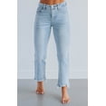 thumbnail image 1 of Risen Neona Mid-Rise Straight Jeans with Raw Hem and Button Closure, 1 of 5