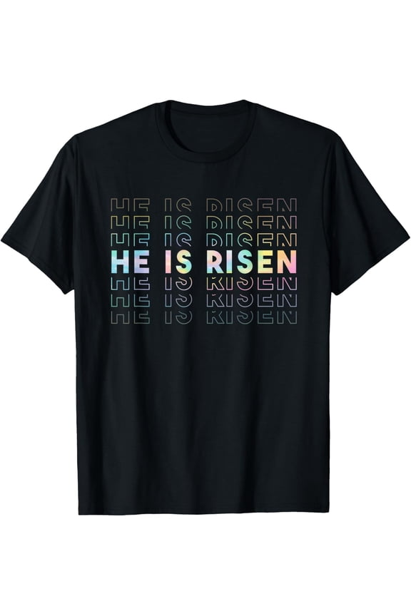 He is Risen Sun Resurrection Easter Christian Men Women Kids T-Shirt- 2026 Easter Soft Casual Cotton Short Sleeve T-Shirt Easter Bunny & Eggs Lightweight Graphic Holiday Tee