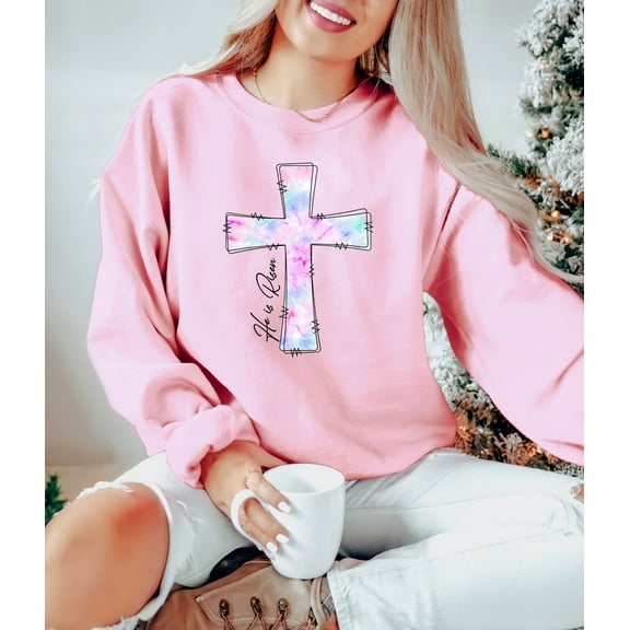He Is Risen Sweatshirt, Bible Verse Pullover, Christian Cross Sweatshirt, Religious Easter Sweatshirt, Christian Easter Pullover, Jesus Lover Sweatshirt