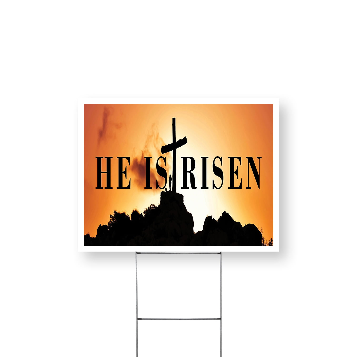 He is Risen Yard Sign 18 Inch x 24 Inch Single Sided Weatherproof Heavy-Duty Plastic with Stake | Faith-Based Design, Inspirational Message, Durable Material | Made in USA