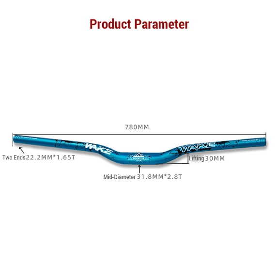 Riser Handlebar Mountain 31.8MM Mountain Bike Handlebar Aluminum Alloy Riser Handlebar 30MM Rise 780MM Wide Bar with Paint Matte Surface