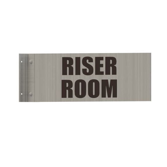 Riser Room Sign -Two-Sided/Double Sided Projecting, Corridor and Hallway Sign (Aluminum, Silver, 4x12 Inch)-The Hallway Line(ref062022)