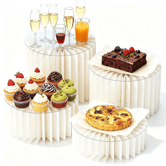 Risers for Buffet Table, Buffet Risers, Dessert Table Display Set with 4 Heights Clear Trays for Party