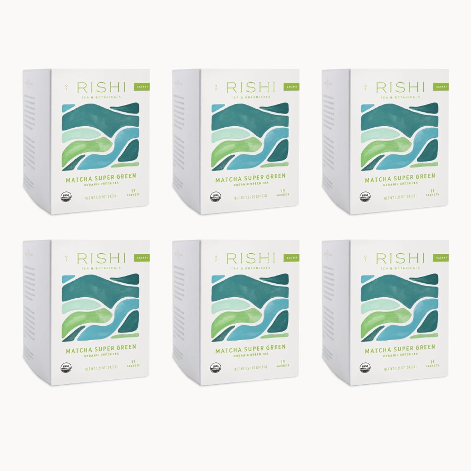 Rishi Tea Matcha Super Green Tea USDA Organic Direct Trade Sachet Tea