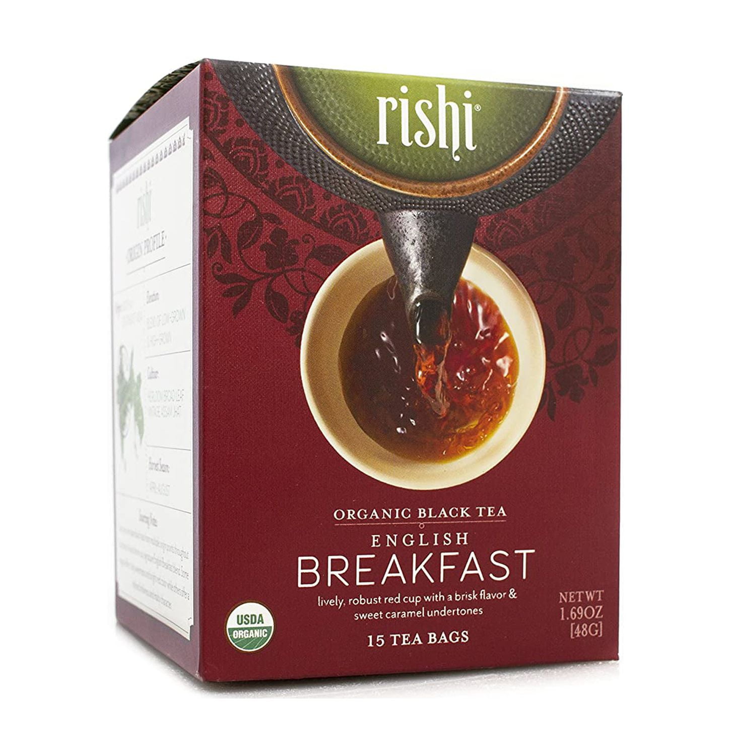 Rishi Tea Organic English Breakfast Tea Bags, 15 Count (Pack of 6