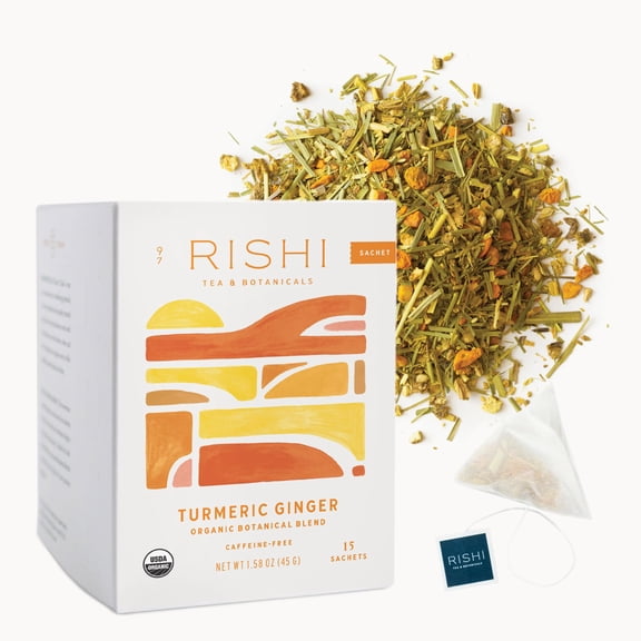 Rishi Tea Turmeric Ginger Herbal Tea - Organic Sachet Bags