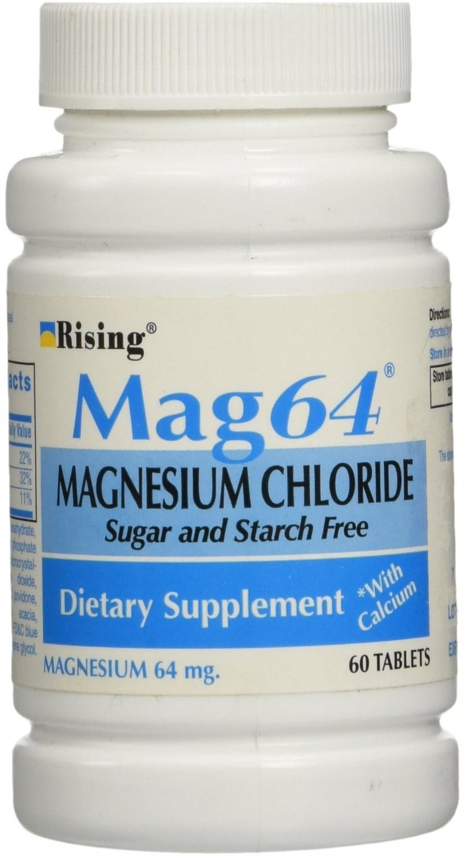 Rising Mag64 Magnesium Chloride with Calcium Tablets, 60 Count (Pack of 5)